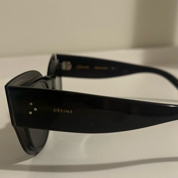 Celine Glossy Black Cat-Eye Sunglasses - Picture 6 of 7